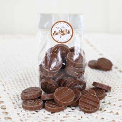 Malmö suklaanappipussi vegaaninen "maitosuklaa"