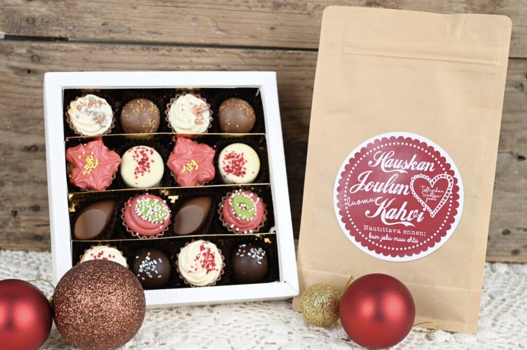 Liikelahja idea suklaarasia ja kahvi