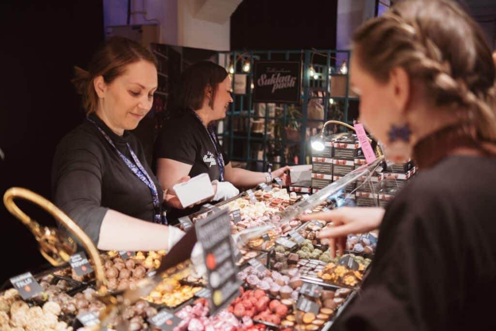 Suklaapuoti mukana Jäätelö- ja suklaakarnevaaleilla. Kuvaaja: Paavo Pykäläinen